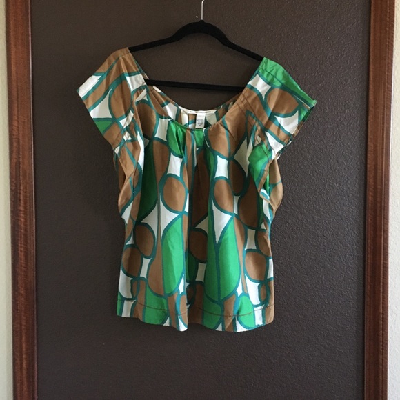 Diane Von Furstenberg Flutter Sleeve Silk Blouse Top Size -8 - Picture 5 of 6